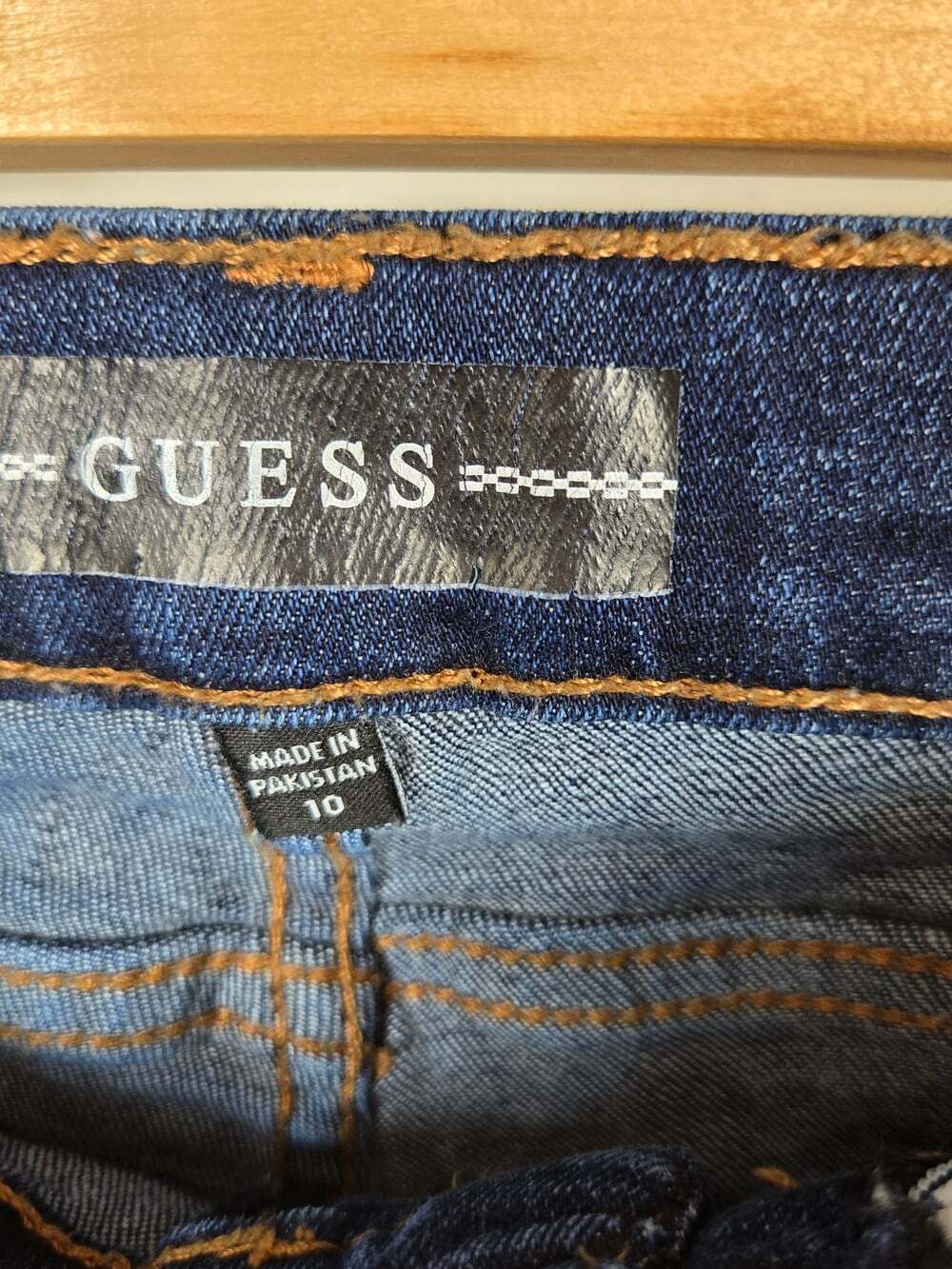 Guess Girls Size 10 Flare Jeans Dark Wash Raw Hem Y2K Stretch Denim - Picture 7 of 8